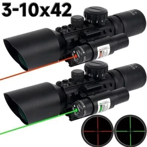 Tactical 3-10x42E Optics Reflex Sight Riflescope Picatinny Red Green Dot+Laser # - Picture 1 of 22
