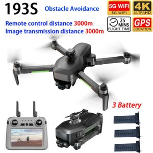 193S RC Drone GPS 3-axis Gimbal 4K HD Dual Camera Obstacle Avoidance 3 Battery - Picture 1 of 22