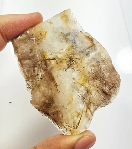 Piedras preciosas sueltas 268 quilates madera natural rutilada cuarzo losa áspera de Brasil - Imagen 1 de 5