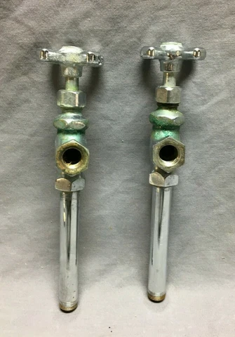Pair Standard USA Chrome Brass Sink Toilet Supply Valves With Feed Line 1054-21B Cover
