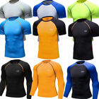T-shirts de compression pour hommes course sportive entraînement gymnastique mèche longue/courte