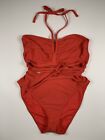 Adore Me NEW Women&#39;s XL Coral Orange Lettie Contour Strappy One Piece Swimsuit