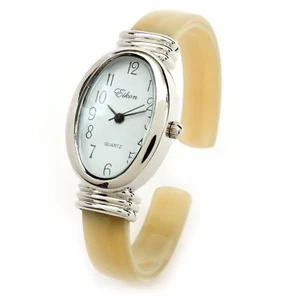 Reloj brazalete para mujer con correa de acrílico plateada cara ovalada cara - Imagen 1 de 3