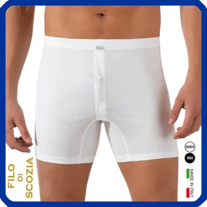 Boxer uomo gamba lunga FILO DI SCOZIA apertura con bottone mutande 100% cotone - Foto 1 di 8