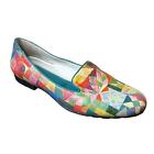 Icon Shoes Flats Ballet Leather Round Toe Artistic Bright Colors Abstract Size 9