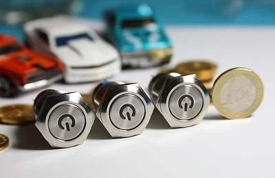 YUEQIN YUESHUN ELECTRICAL CO., LTD Einbauschalter Taster Druckschalter 19 mm max 250V / 5A LED Power Symbol rastend