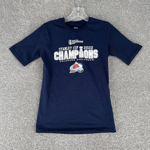 Colorado Avalanche Shirt Youth Large 14 16 Blue Stanley Cup Champions Boys 2022 Cover