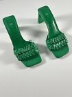Zara Women's Size 39 US8 Green Slide Woven Double Strap 3" Heel Open Toe Sandal