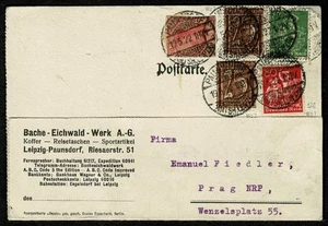 SG61 GERMAN EMPIRE 1922 Folded card to Prag correct postage - Infla signed - Picture 1 of 2