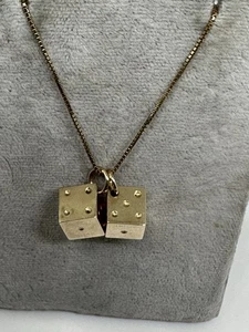 Vintage AC 14k Oro Amarillo Par Dados Pequeño Juego de 2 Suerte 3.6gr Colgante Dije - Imagen 1 de 7