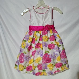 Size 6 AMERICAN PRINCESS White Party Dress w/ Pink & Yellow Floral Fluffy Skirt - Picture 1 of 8