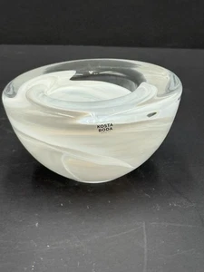 Kosta Boda portacandele votivo tea light bianco vortice Svezia vetro artistico - Foto 1 di 6