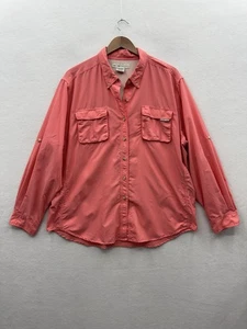 Exofficio Women’s XL Orange Nylon Button Up Shirt Vented Roll Tab Sleeves - Picture 1 of 7