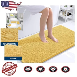 Alfombra de baño de chenilla de lujo 44x24 - extra suave y absorbente para baños acogedores - Imagen 1 de 9