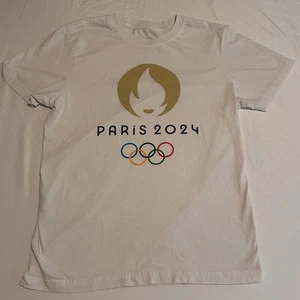 Officially Licensed 2024 Paris Olympics White Flame T Shirt SZ(M) - Picture 1 of 8