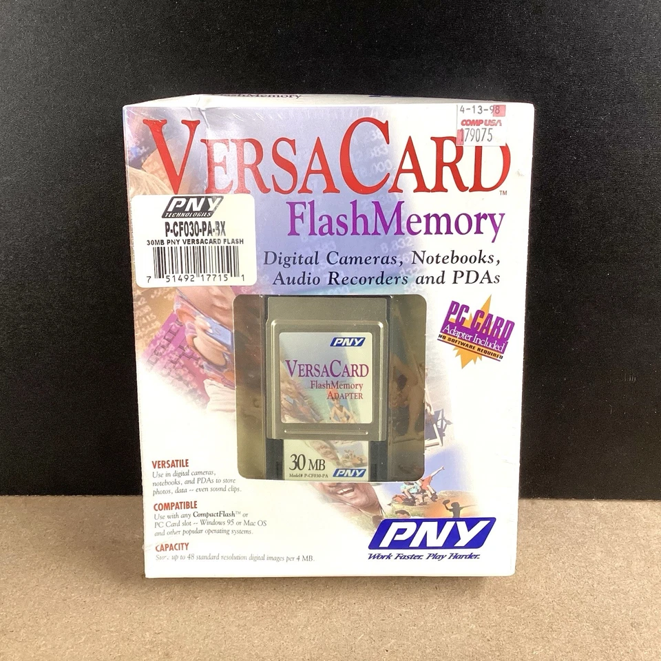 Pny Versacard Flash Memory Card And Adapter Model# P-CF030-PA - Image 1 of 4