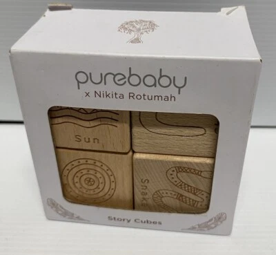Purebaby wood Story Cubes illustrated Nikita Rotumah Indigenous blocks - image 1 of 4