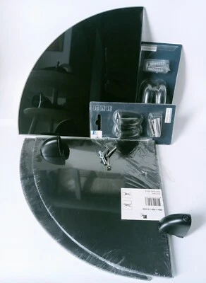 3 MENSOLE vetro ANGOLARI arrotondate SUPPORTI DURALINE metallo Nero SATINATO  - Immagine 1 di 4