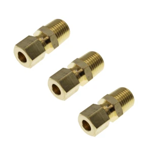 Brass Compression Fitting Male Connector 3/8 "Tube OD X 1/4" NPT 3 Pcs - Picture 1 of 2