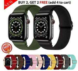Braided Solo Loop Elastic Band Strap For Apple Watch iWatch SE Series 7 6 5 4 3  - Picture 1 of 25