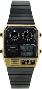 FIGURA CIUDADANA ANA DIGI TEMP RELOJ negro dorado Japón TICTAC Edición Limitada Nuevo - Imagen 1 de 10