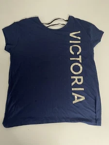 Victoria's Secret Victoria Sport T-Shirt Blue Cotton Blend Blue Womens Medium - Picture 1 of 3