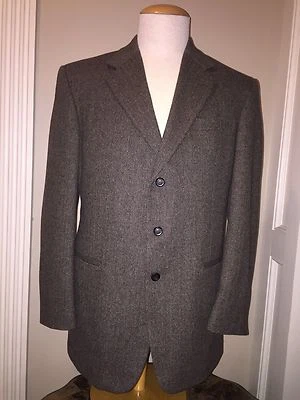 Casaco esportivo masculino 42L lã e cashmere marrom tweed Oleg Cassini - Imagem 1 de 4