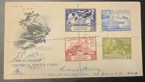 Bechuanaland Protectorate 1949 KGVI UPU COVER Complete Set Scott 149-152 CACHET Cover