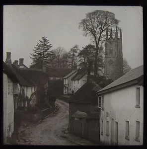 Glass Magic Lantern Slide SAMPFORD COURTENAY C1890 VICTORIAN PHOTO DEVON - Picture 1 of 2