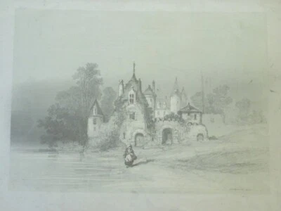 Jules Achille NOËL 1810-1881 GRAND DESSIN CRAYON ANIMÉ CHATEAU BRETAGNE 1847 - Photo 1/4