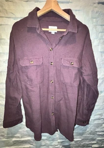 EUC American Eagle Damenoberteil Knopfleiste Kragen 100 % Baumwolle Flanell Mauve L - Bild 1 von 5