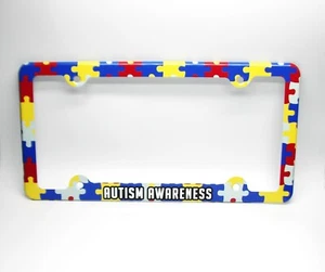AUTISM AWARENESS METAL STANDARD CAR LICENSE PLATE FRAME - Picture 1 of 16