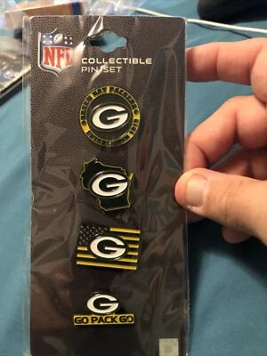 Green Bay Packers 4 Pin Team Pride Collectible Set NFL AMINCO - Image 1 of 2
