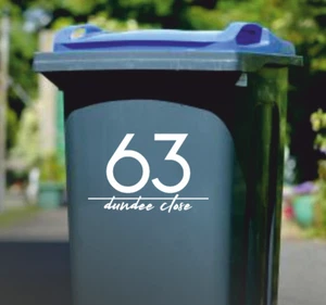 Set of 3/4 Wheelie Bin Numbers Personalised Bin Labels Custom House Street Decal - Picture 1 of 20