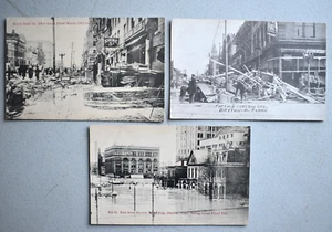 Dayton OHIO Street Scene Store Fronts Signs 1913 Great Flood POSTCARD Lot X3 - Picture 1 of 5