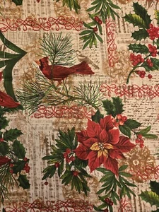 2.5 Yards Christmas Fabric Holly Red Cardinals Joann's  - Picture 1 of 4