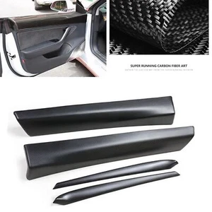 For 2021-2022 Tesla Model 3 Carbon Fiber Car Inner Door Window Panel Cover Trim - Picture 1 of 6
