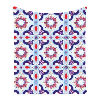 Ethnic Geometric Flower Warm Bedspread Sofa Throw Blanket Holiday Birthday Gift - Image 1 of 4