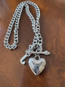 Juicy Couture Logo Silver Plated Starter Charm Necklace Crown J Toggle Closure - Picture 1 of 7