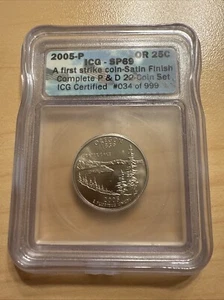 2005-P OR Oregon State Quarter MS Satin Finish - ICG SP69 - Picture 1 of 4