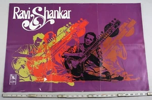 Original Vintage 1967 Ravi Shankar Poster Indian Music Sitar - Picture 1 of 7