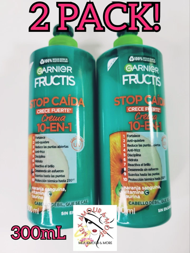 2X GARNIER STOP CAIDA CREMA PARA PEINAR 300ML BENEFICIOS 10en1/ ANTI HAIRLOSS❤️ - Image 1 of 4