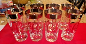 8er Set Vintage Mid Century Monogramm "B" Silberrand Tumbler Dorothy Thorpe Gläser - Bild 1 von 6