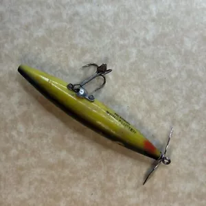 Heddon Dying Flutter Fishing Lure Vintage Yellow Black Propeller Design - Picture 1 of 1