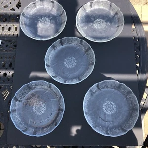 5 sopas/ensaladera de flores Arcoroc cupé 8" patrón de flores de vidrio transparente - Imagen 1 de 7