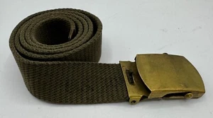 Cinturón pantalón oficial del ejército de Estados Unidos de colección de la Segunda Guerra Mundial y hebilla deslizable de latón Guerra de Corea OD - Imagen 1 de 7
