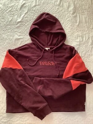 Vans Hoodie Women XL Maroon Orange Sweatshirt Sweater Crop Top Cropped Skate - Image 1 of 4