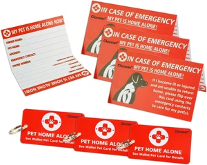 My Pets, Dogs & Cats are Home Alone Alert Key Tag Keychain Emergency Contact Wal - Picture 1 of 12