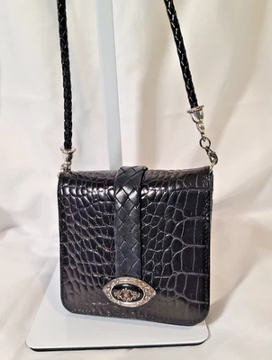 BRIGHTON Estilo Vintage Pequeño CROC Cuero Repujado Bandolera Cartera Organizador Foto 1 de 4