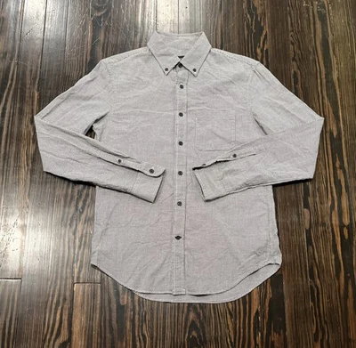 Camisa Club Monaco Abotonada Para Hombre XS Delgada Pata de Gallo Gris Blanco Algodón  Foto 1 de 4